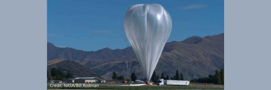 A giant helium balloon prepares to take off